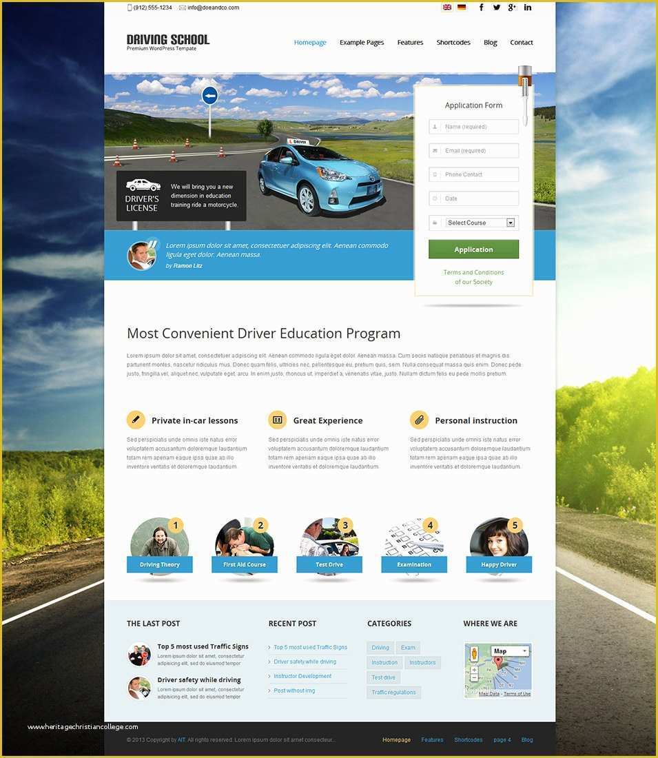 Free Project Website Templates Of Best Driving School Website Templates