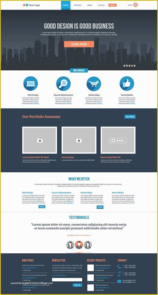 Free Project Website Templates Of Free Flat Website Template On Behance