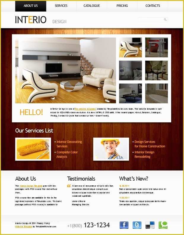 Free Project Website Templates Of Free Website Template In Clean Style for Interior Project