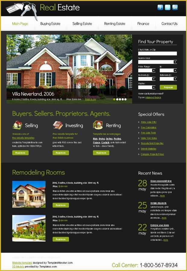Free Project Website Templates Of Free Website Template with Slideshow for Real Estate