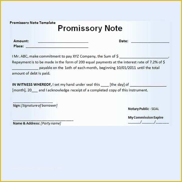 Free Promissory Note Template for A Vehicle Of 11 Promissory Note Templates Word Excel Pdf formats