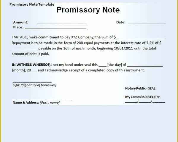 Free Promissory Note Template for A Vehicle Of 11 Promissory Note Templates Word Excel Pdf formats