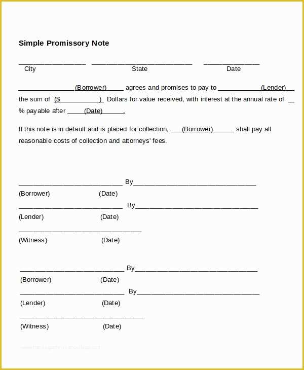 Free Promissory Note Template for A Vehicle Of 19 Simple Promissory Note Templates Google Docs Ms