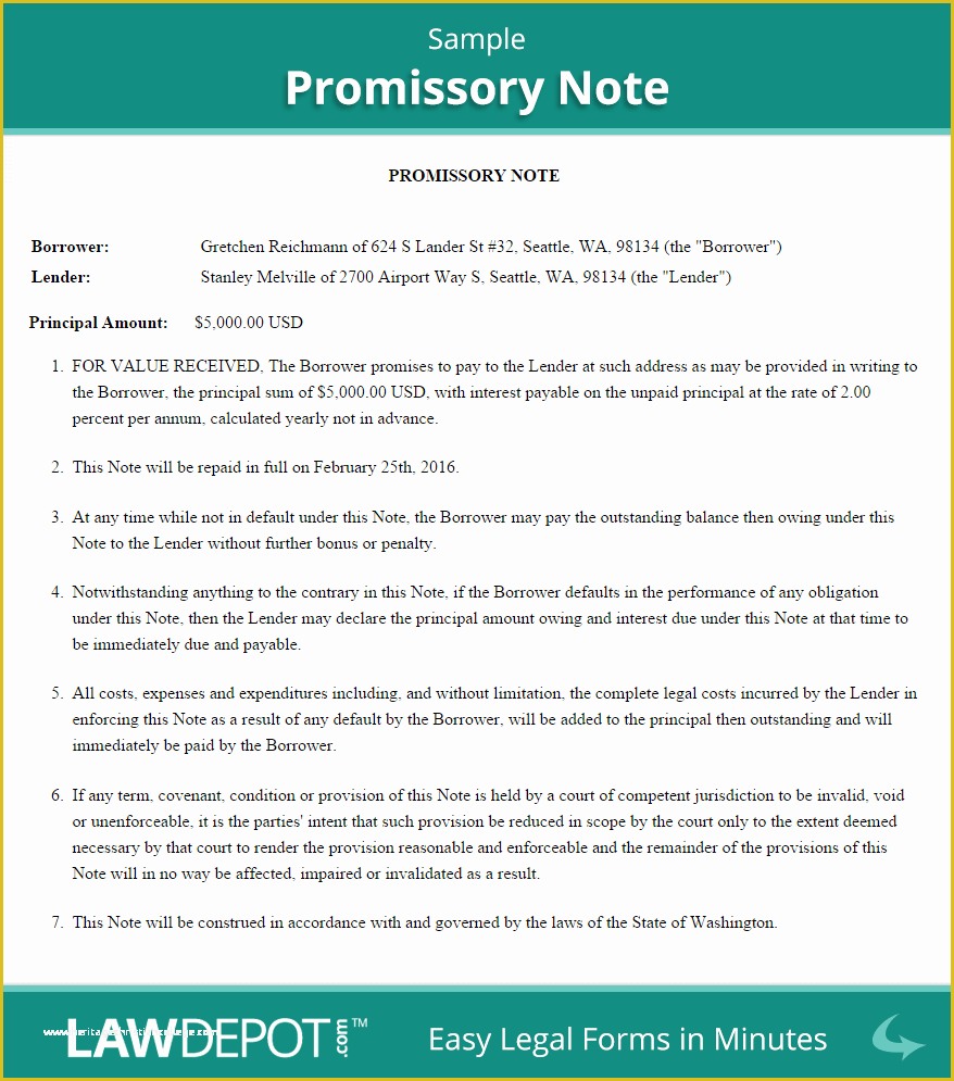 Free Promissory Note Template for A Vehicle Of Free Promissory Note Create Download and Print