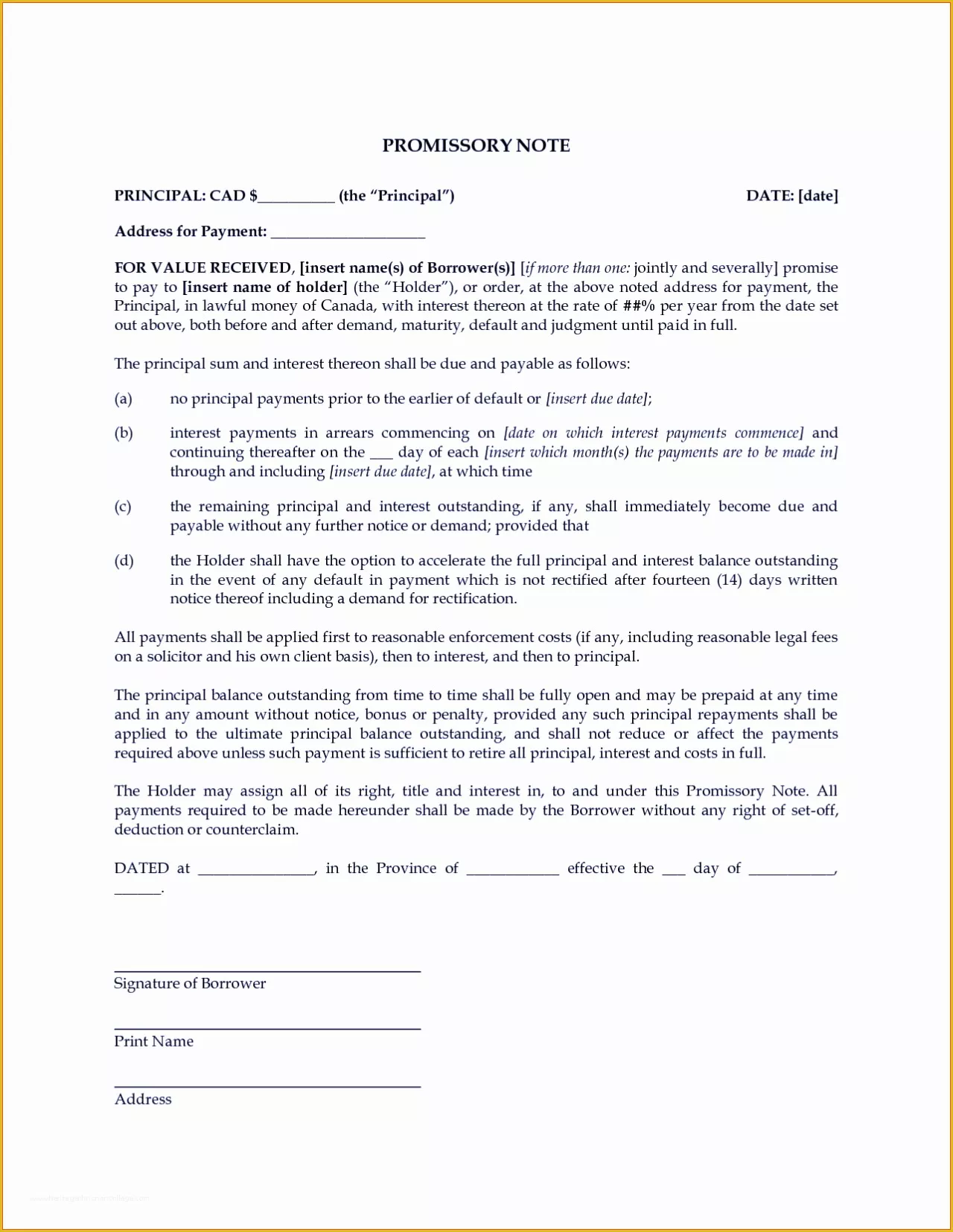 Secured Promissory Note Template