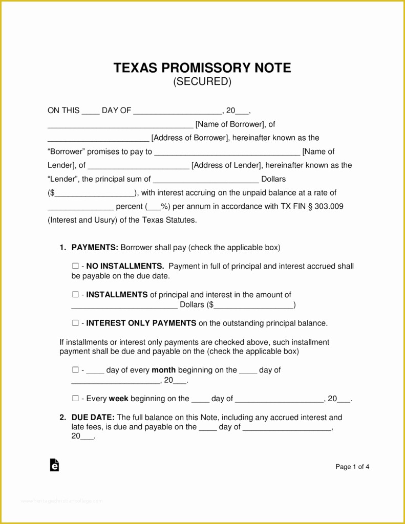 Free Promissory Note Template for A Vehicle Of Free Texas Secured Promissory Note Template Word