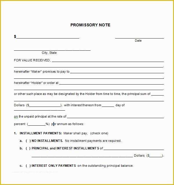 Free Promissory Note Template For A Vehicle