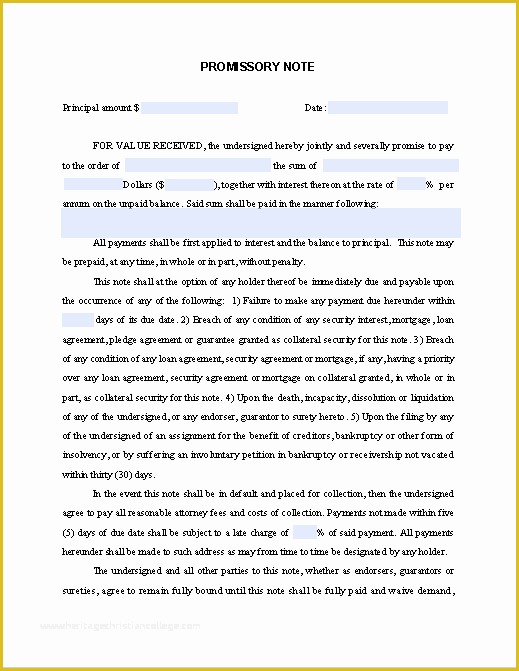 Promissory Note Template For Vehicle