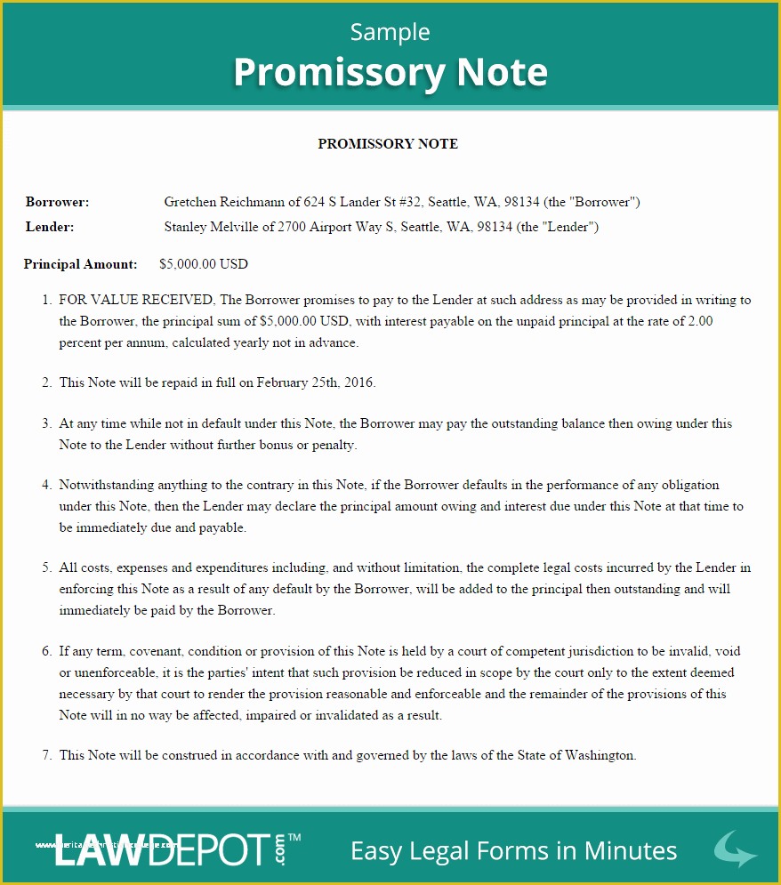 Free Promissory Note Template for A Vehicle Of Sample Promissory Note Business