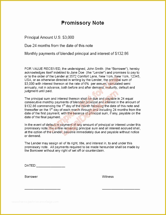 Free Promissory Note Template for A Vehicle Of Simple Promissory Note