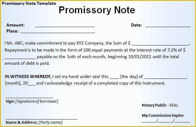 Free Promissory Note Template for Personal Loan Of 12 Promissory Note Templates