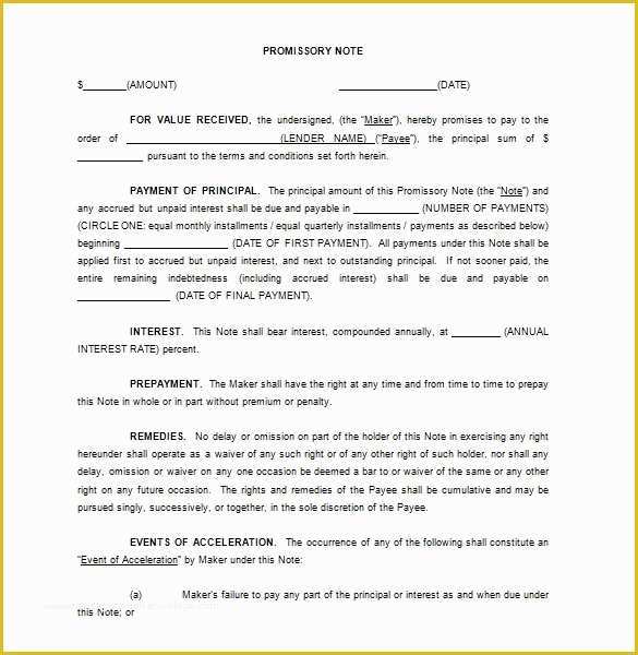 Free Promissory Note Template for Personal Loan Of 20 Promissory Note Templates Google Docs Ms Word