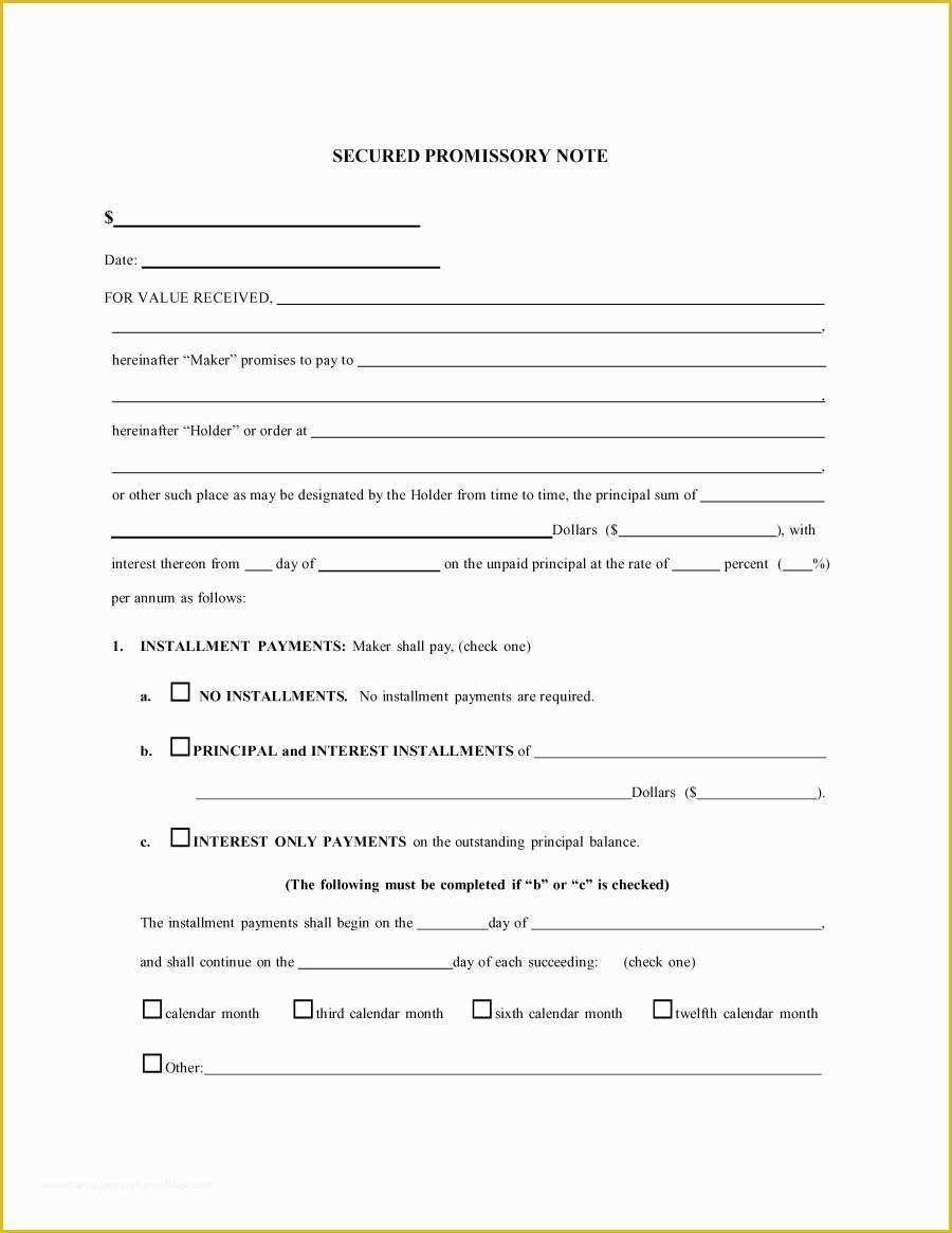 Free Promissory Note Template for Personal Loan Of 45 Free Promissory Note Templates & forms [word & Pdf