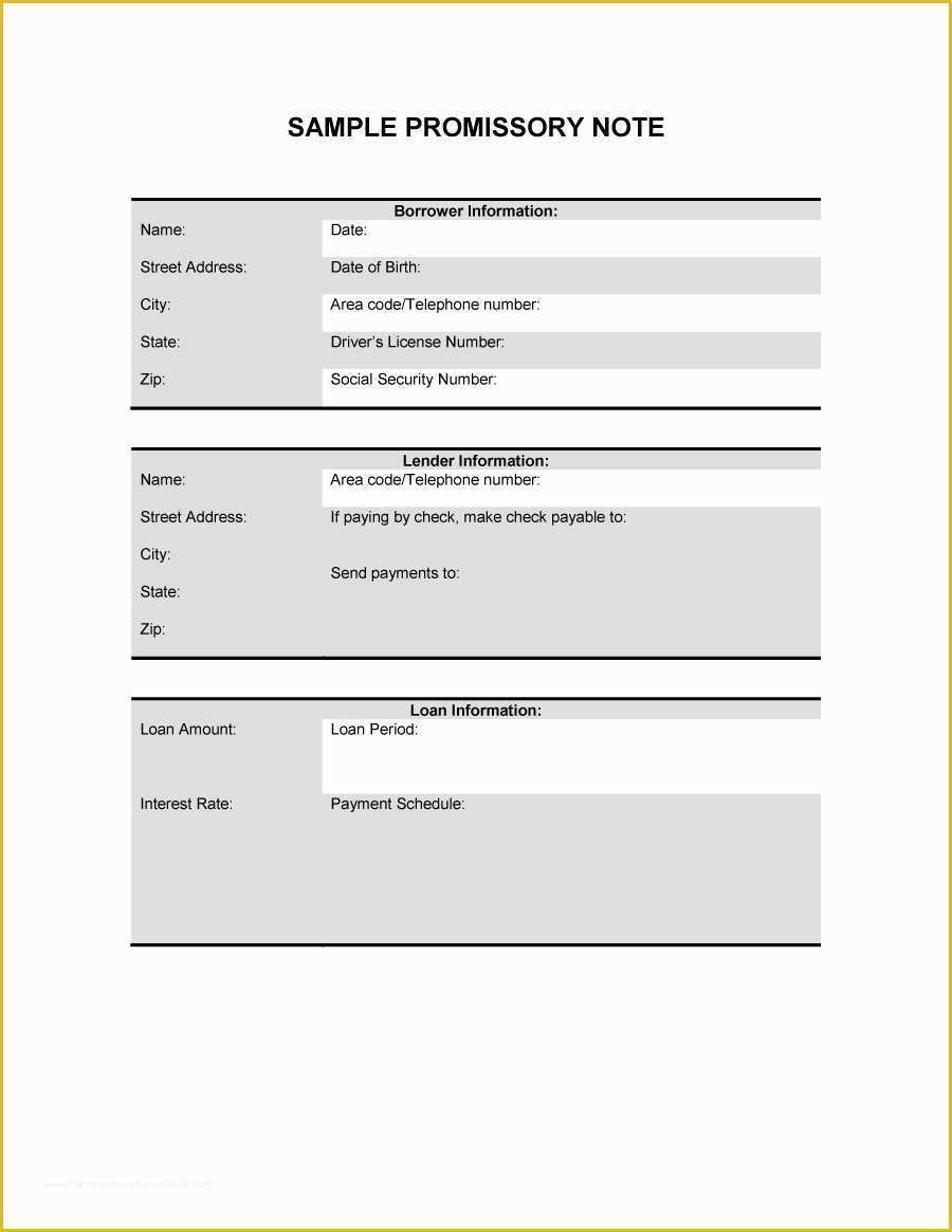 Free Promissory Note Template for Personal Loan Of 45 Free Promissory Note Templates & forms [word & Pdf