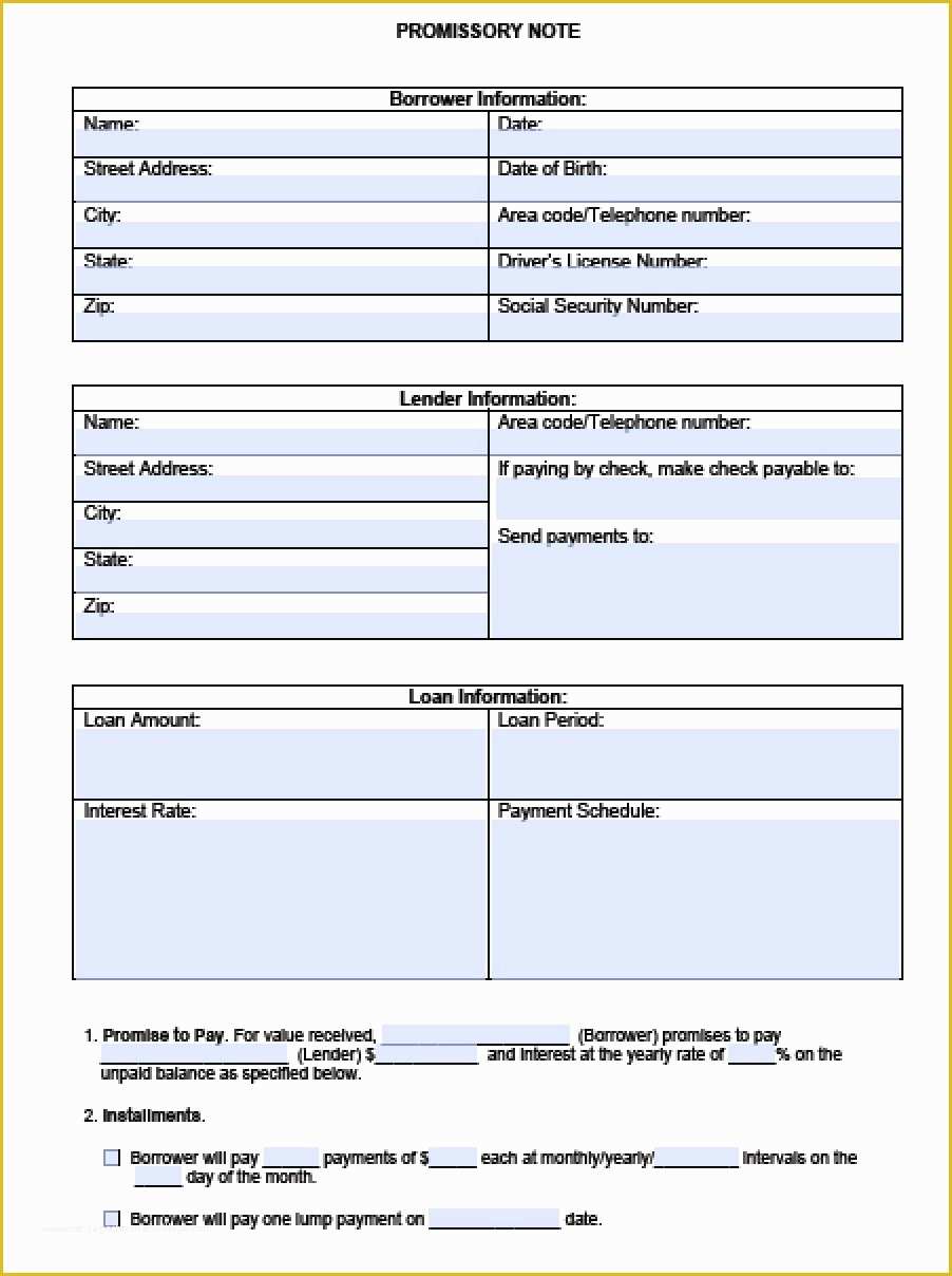 Free Promissory Note Template for Personal Loan Of Blank Promissory Note Example Mughals