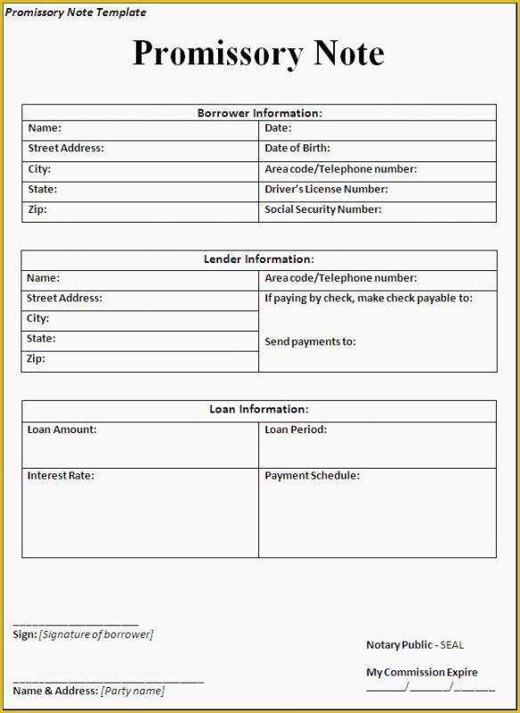 Free Promissory Note Template for Personal Loan Of Free Promissory Note Template for Personal Loan