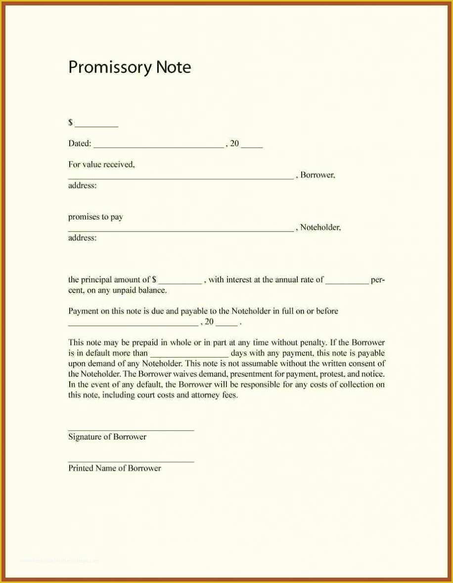 Free Promissory Note Template for Personal Loan Of Free Promissory Note Template Word Pdf