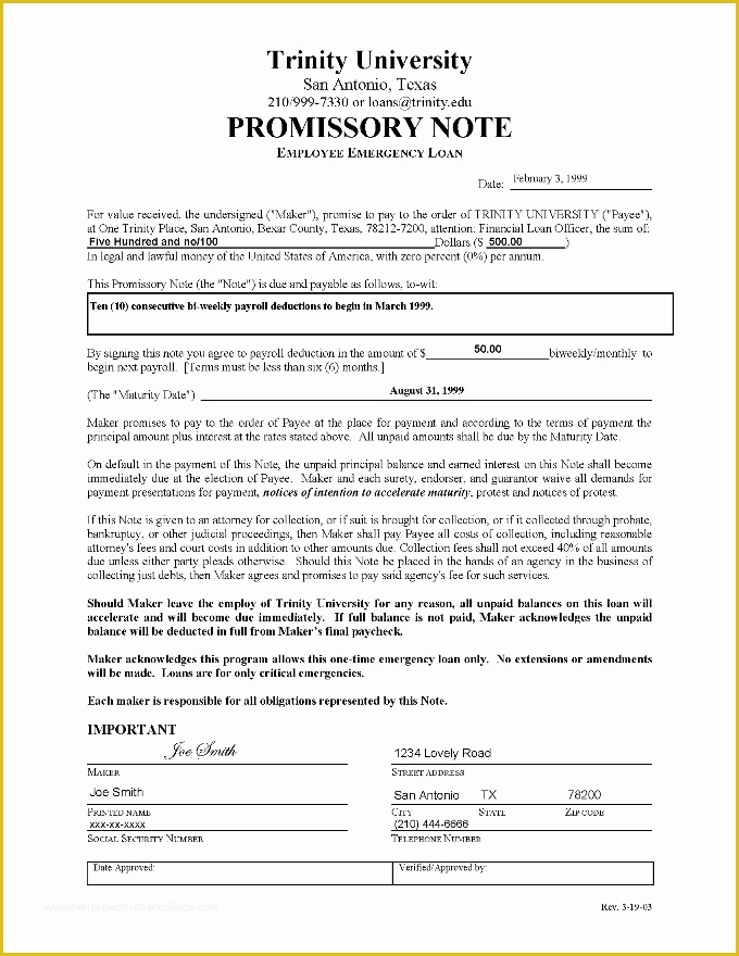 Free Promissory Note Template for Personal Loan Of Promissory Note Template