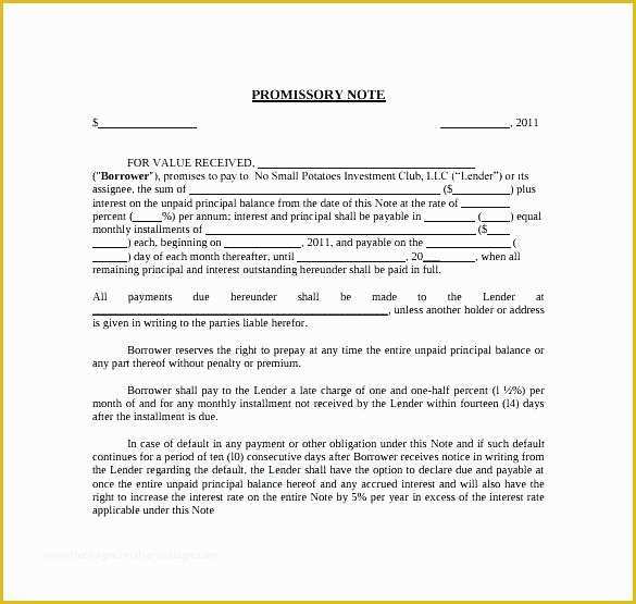 Free Promissory Note Template Of Free Promissory Note Templates