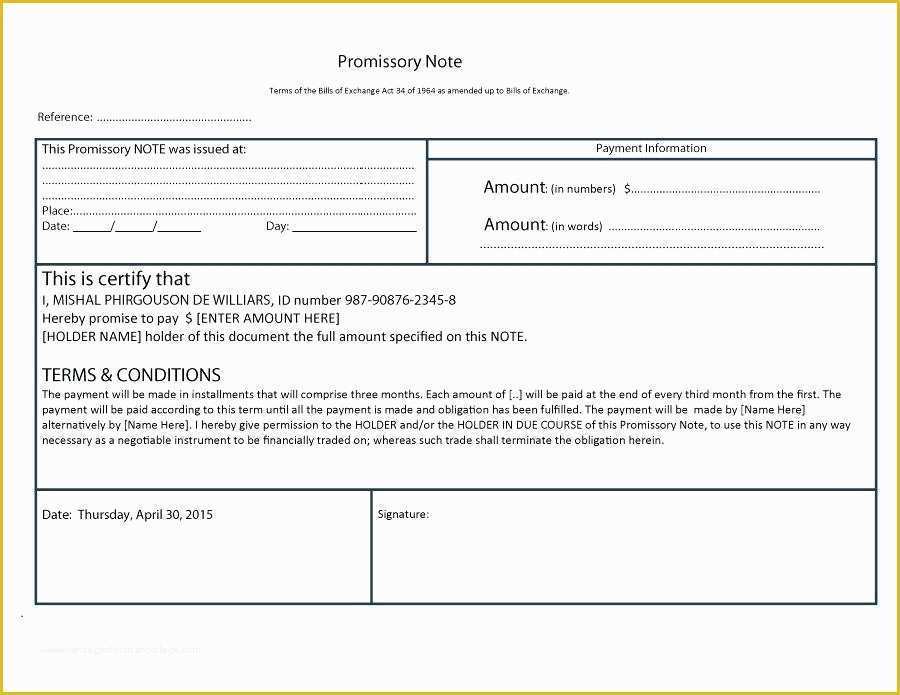 Free Promissory Note Template Georgia Of Promissory Agreement Template – Mistblowerfo