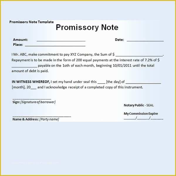 Free Promissory Note Template Illinois Of 11 Promissory Note Templates Word Excel Pdf formats