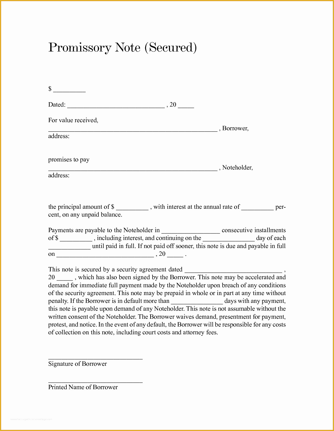 Free Promissory Note Template Illinois Of 43 Free Promissory Note