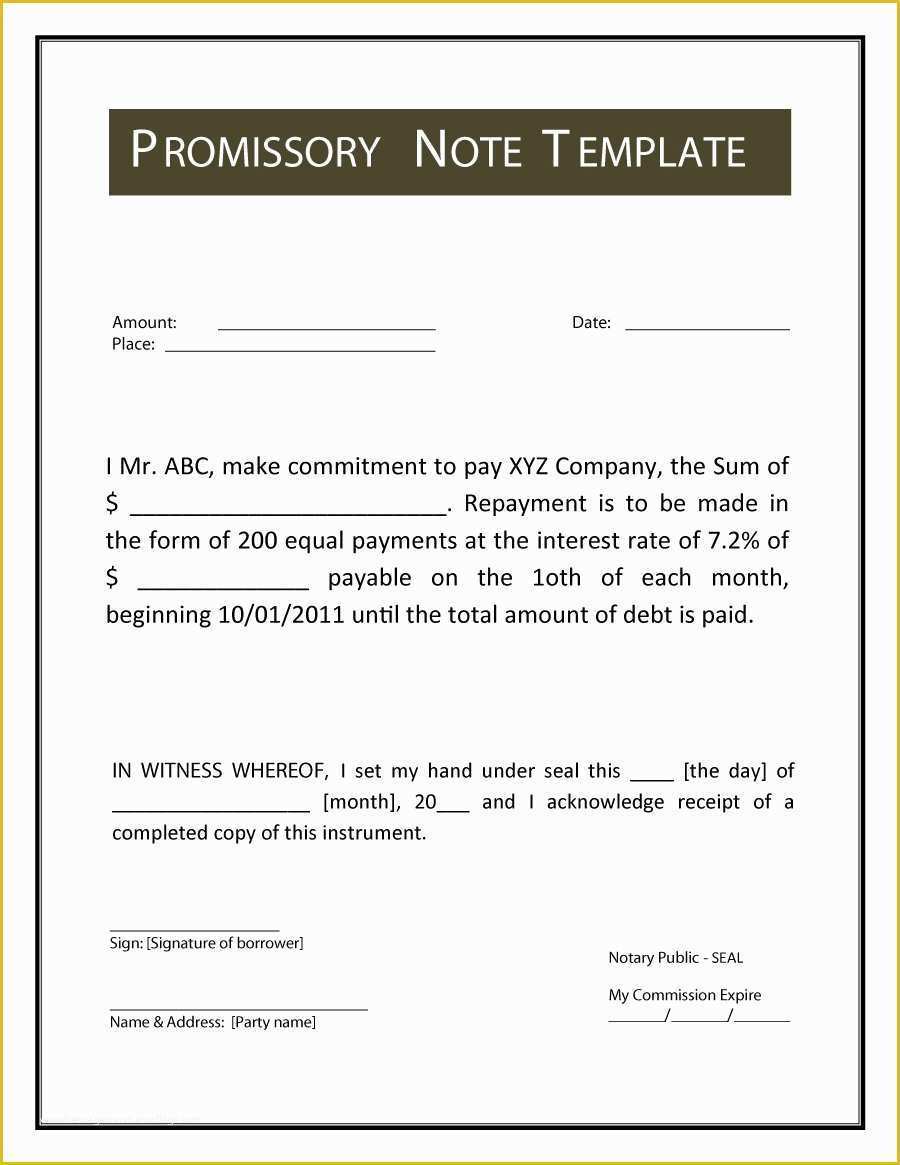 Free Promissory Note Template Of 45 Free Promissory Note Templates & forms [word & Pdf]