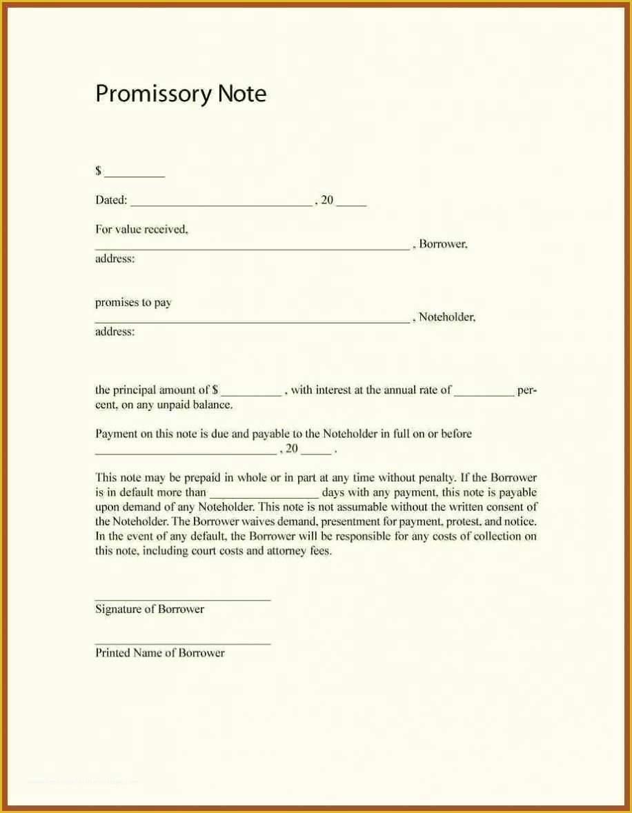 Free Promissory Note Template Of Free Promissory Note Template Word Pdf