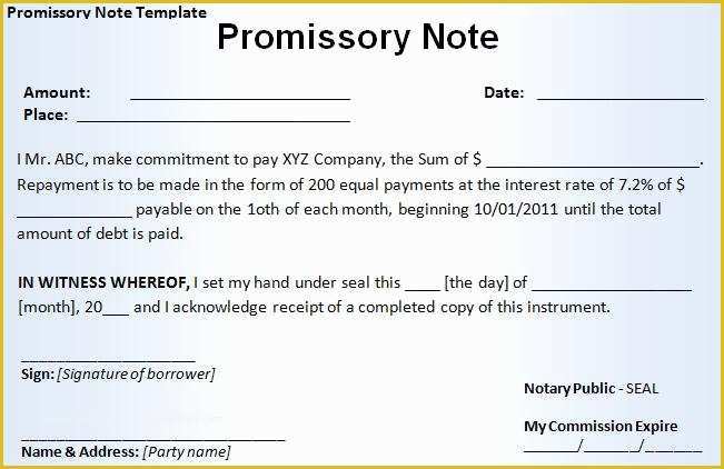 Free Promissory Note Template Of Promissory Note Template Free Word Templatesfree Word