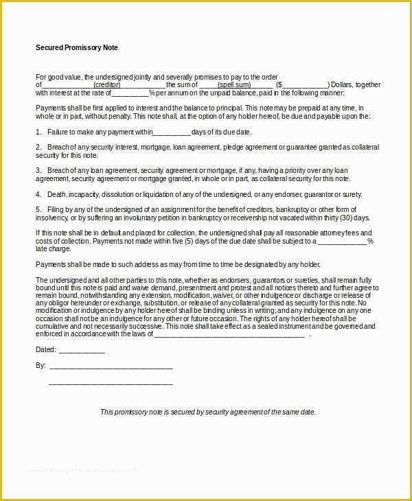 Free Promissory Note with Collateral Template Of 22 Promissory Note Samples Google Docs Ms Word Apple