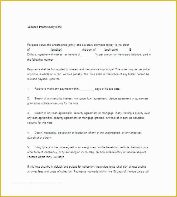 Free Promissory Note with Collateral Template Of Free Promissory Note with Collateral Template – Hafer