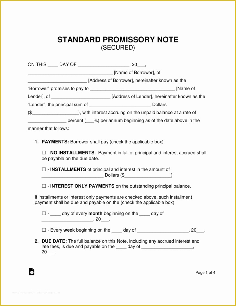 Free Promissory Note with Collateral Template Of Free Secured Promissory Note Template Word