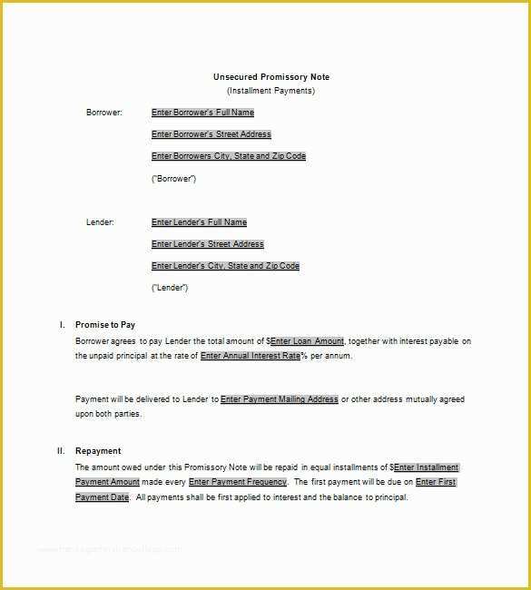 Free Promissory Note with Collateral Template Of Secured Promissory Note Templates – 9 Free Word Excel