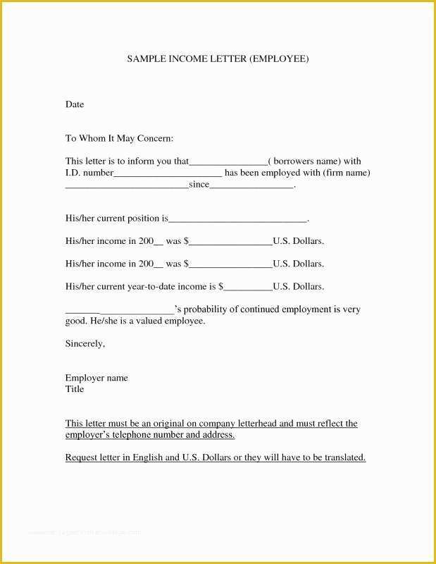 Free Proof Of Income Letter Template Of Proof In E Letter