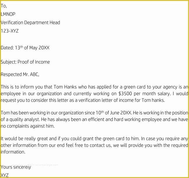 Free Proof Of Income Letter Template Of Proof Of In E Letter Samples 10 Examples In Word Pdf