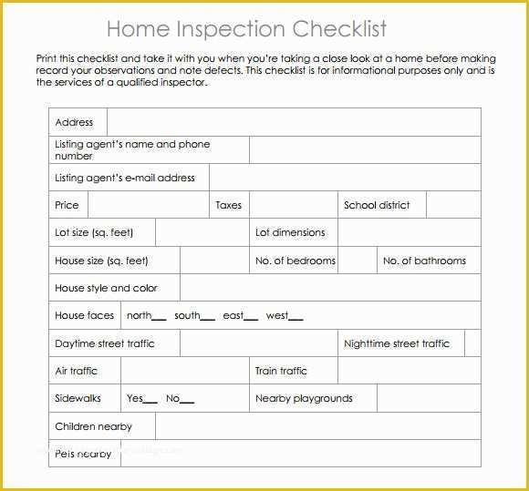 Free Property Inspection Checklist Templates Of 15 Sample Home Inspection Checklist Templates