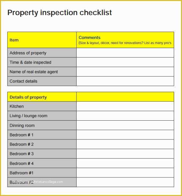 Free Property Inspection Checklist Templates Of 15 Sample Home Inspection Checklist Templates