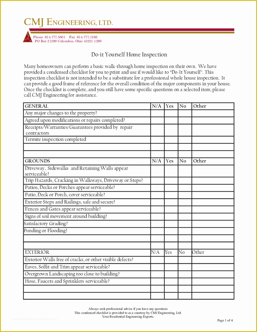 Free Property Inspection Checklist Templates Of 2018 Home Inspection Report Fillable Printable Pdf