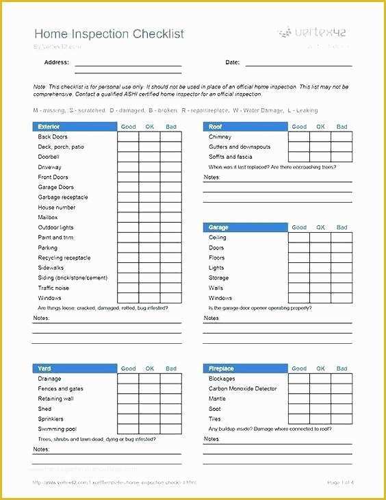 Free Property Inspection Checklist Templates Of Home Inspection Checklist Template Printable Foster Home