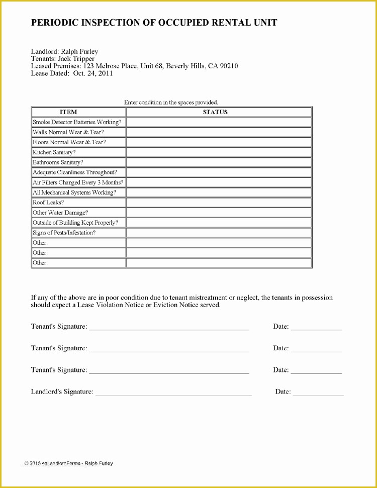 Free Property Inspection Checklist Templates Of Periodic Inspection Checklist for Rental Units