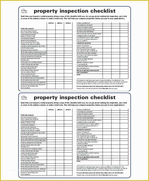 Free Property Inspection Checklist Templates Of Property Inspection Checklist Template Printable Home