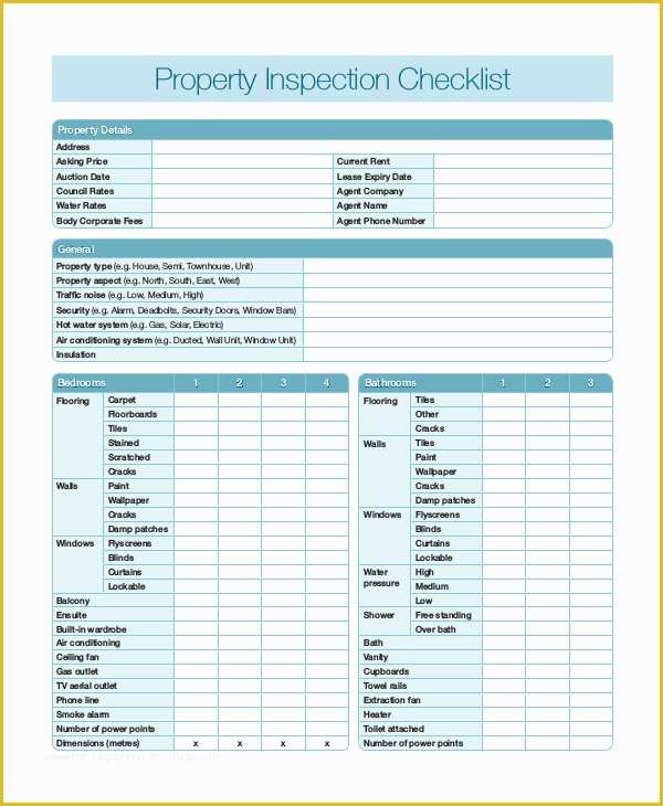 Free Property Inspection Checklist Templates Of Property Inspection Checklist Template Templates Collections