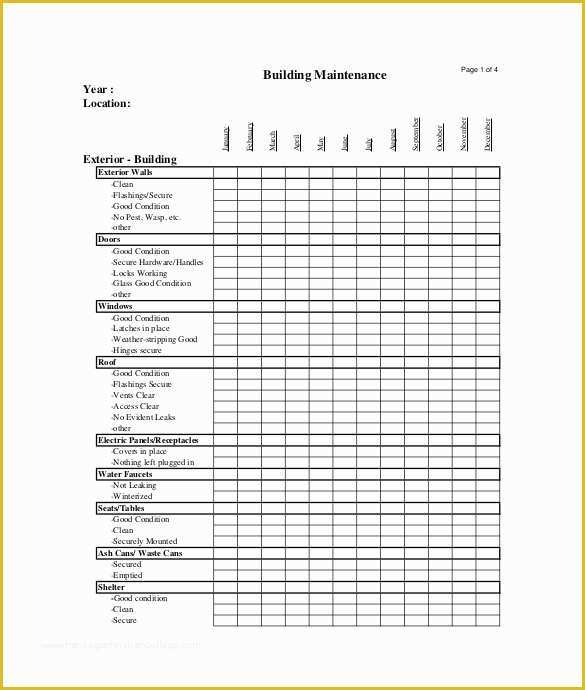 Free Property Management Maintenance Checklist Template Of 27