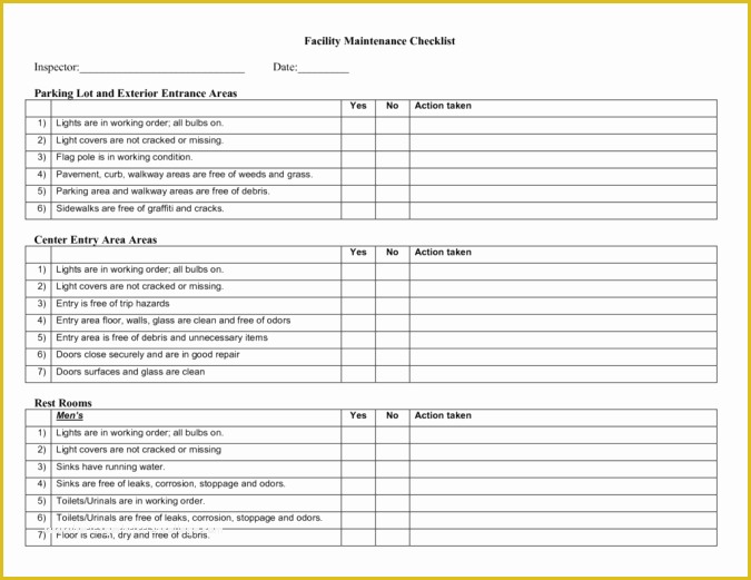 Free Property Management Maintenance Checklist Template Of 7 Facility Maintenance Checklist Templates Excel Templates