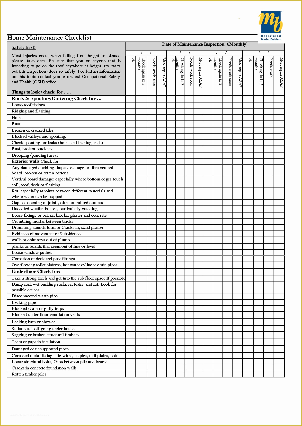 Free Property Management Maintenance Checklist Template Of Home Maintenance Checklist Printable