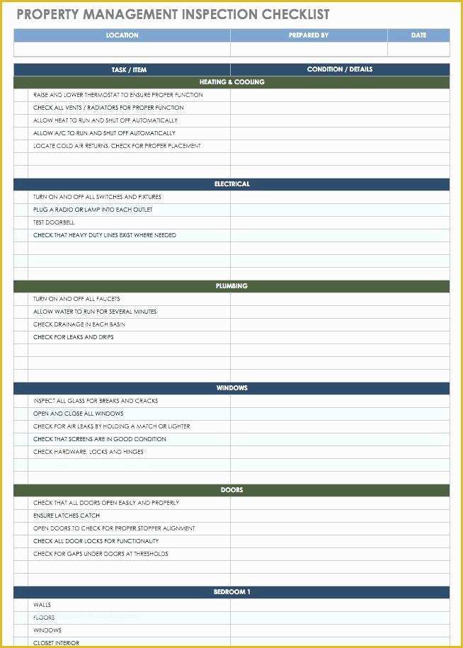 Free Property Management Maintenance Checklist Template Of Residential