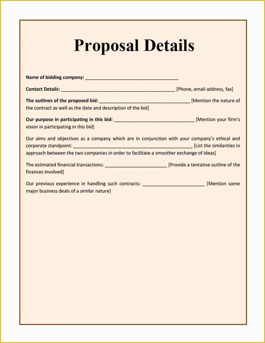 Free Proposal Template for Construction Of 31 Construction Proposal Template & Construction Bid forms