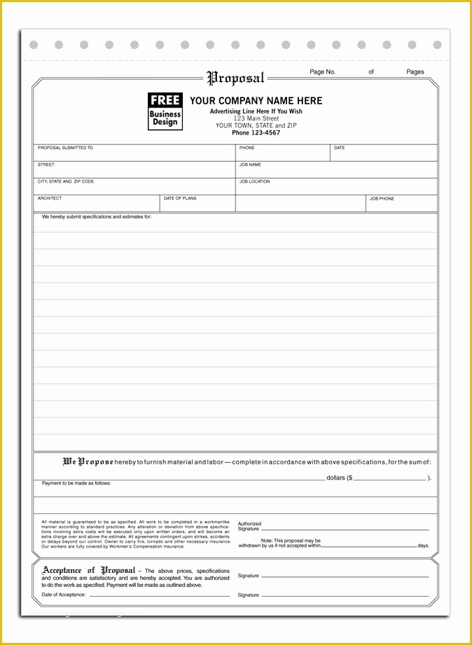 Free Proposal Template for Construction Of Construction Proposal Template