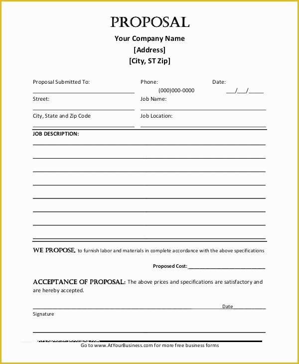 Free Proposal Template for Construction Of Job Proposal Templates 10 Free Sample Word Pdf