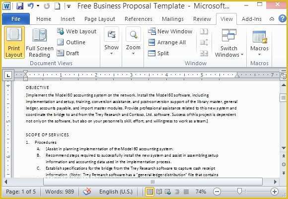 Free Proposal Template Word Of Free Business Proposal Template for Microsoft Word